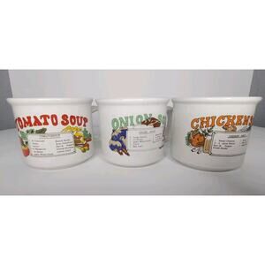 Onion Soup, Chicken Soup and Tomato Soup Vintage Recipe Mugs With Handle